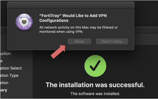 Forticlient MacOS step 4