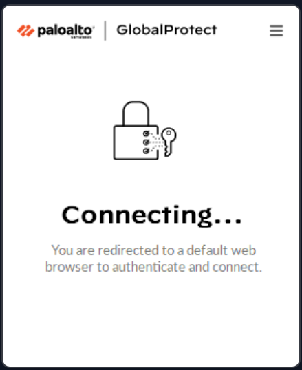 GlobalProtect Connecting Window