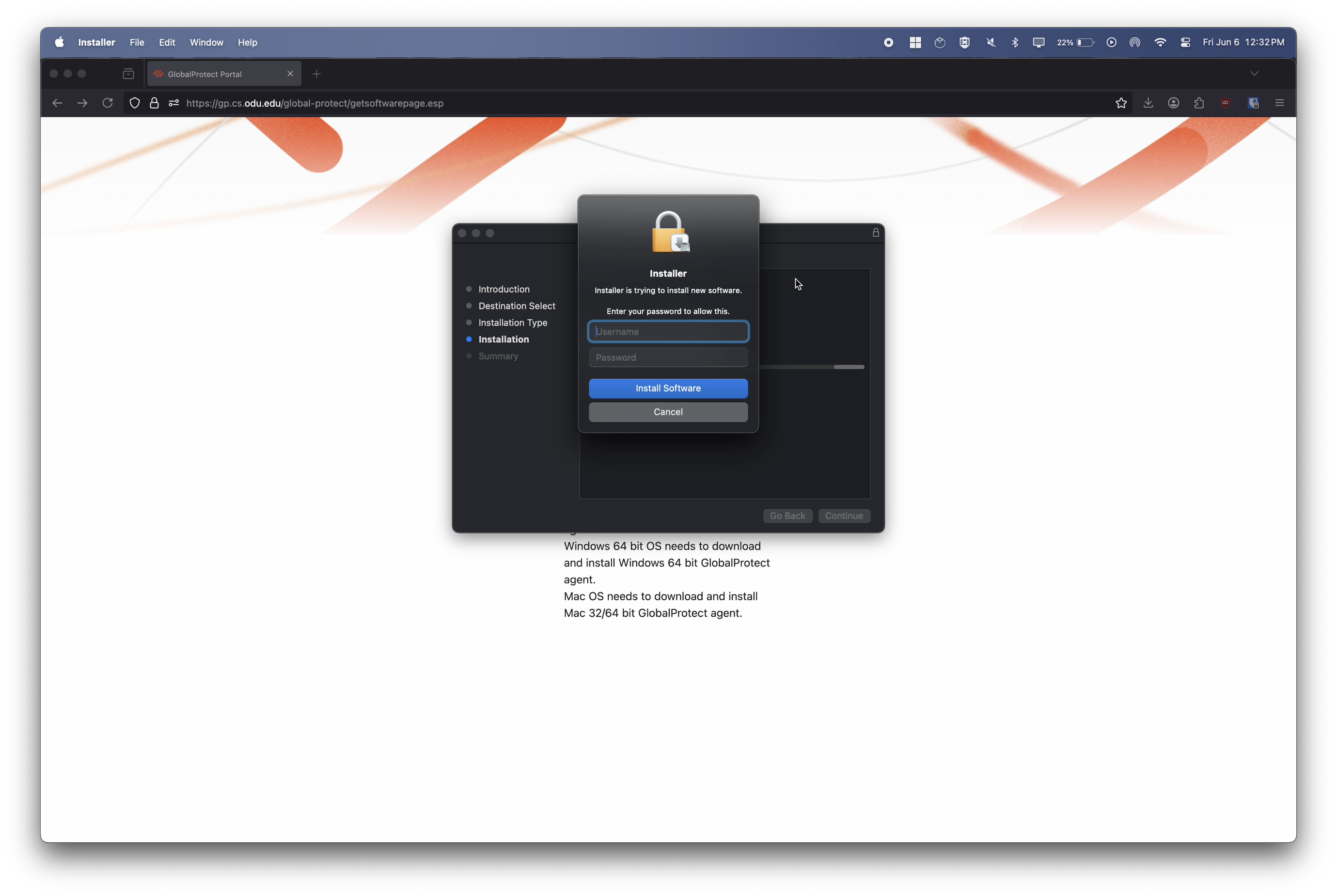 GlobalProtect macOS Installer Password Prompt