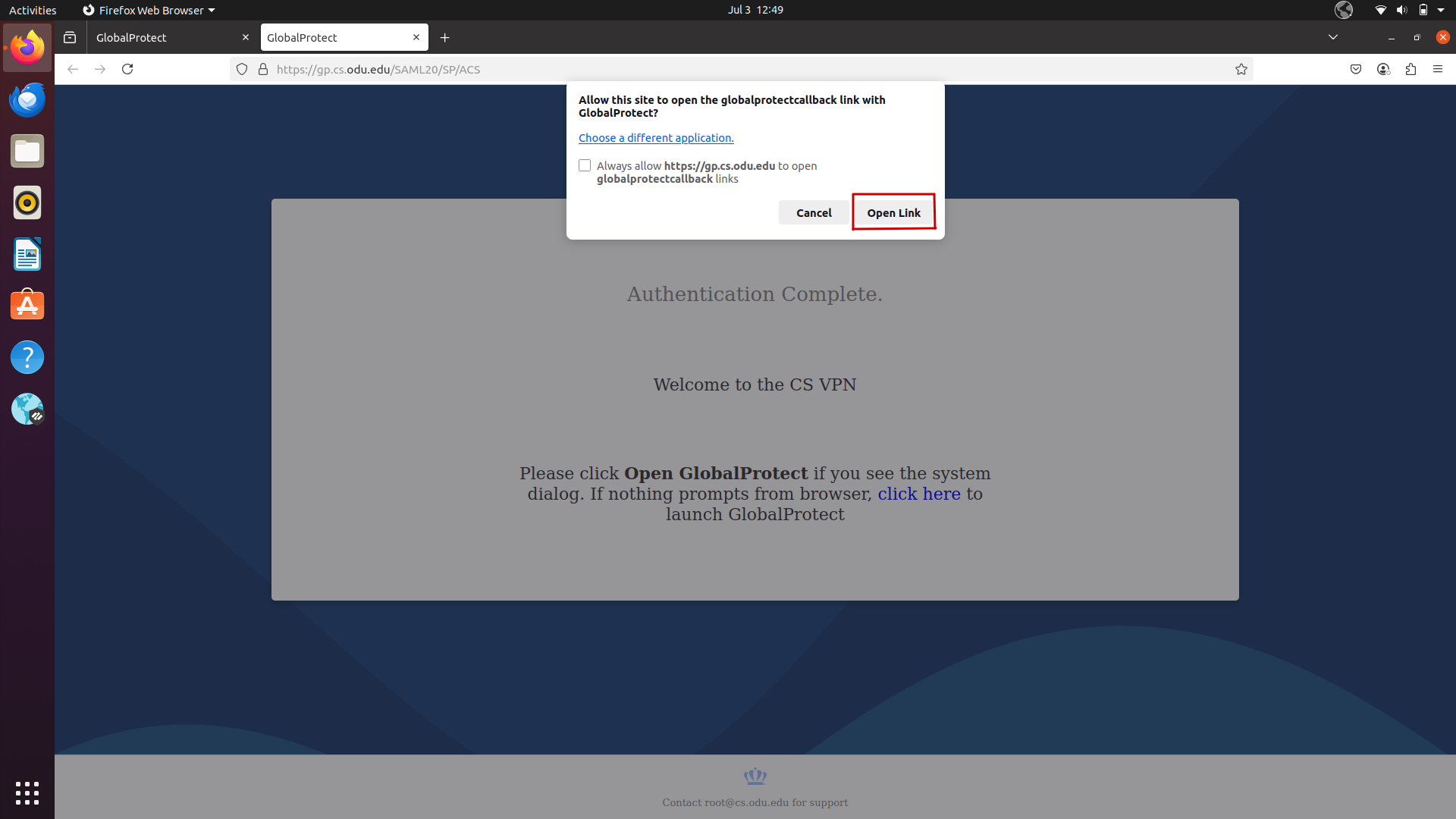 GlobalProtect CS Login