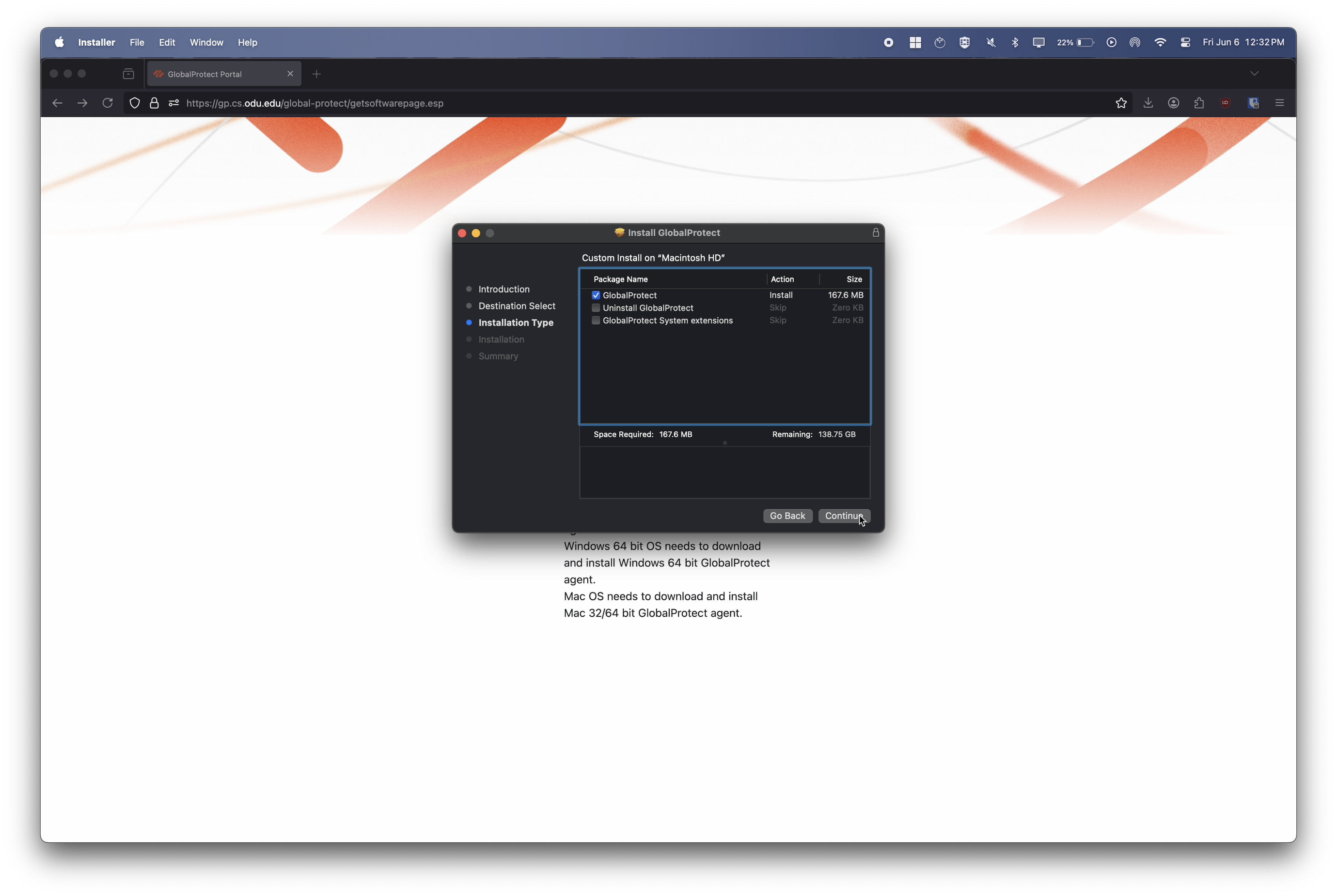 GlobalProtect macOS Installer Type
