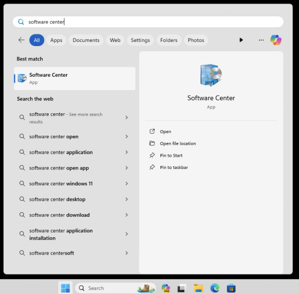 Software Center main window
